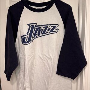 Anvil White & Navy Utah Jazz Raglan Baseball Tee